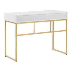 Biurko / Konsola 2 szuflady biało-złota DAPHNE