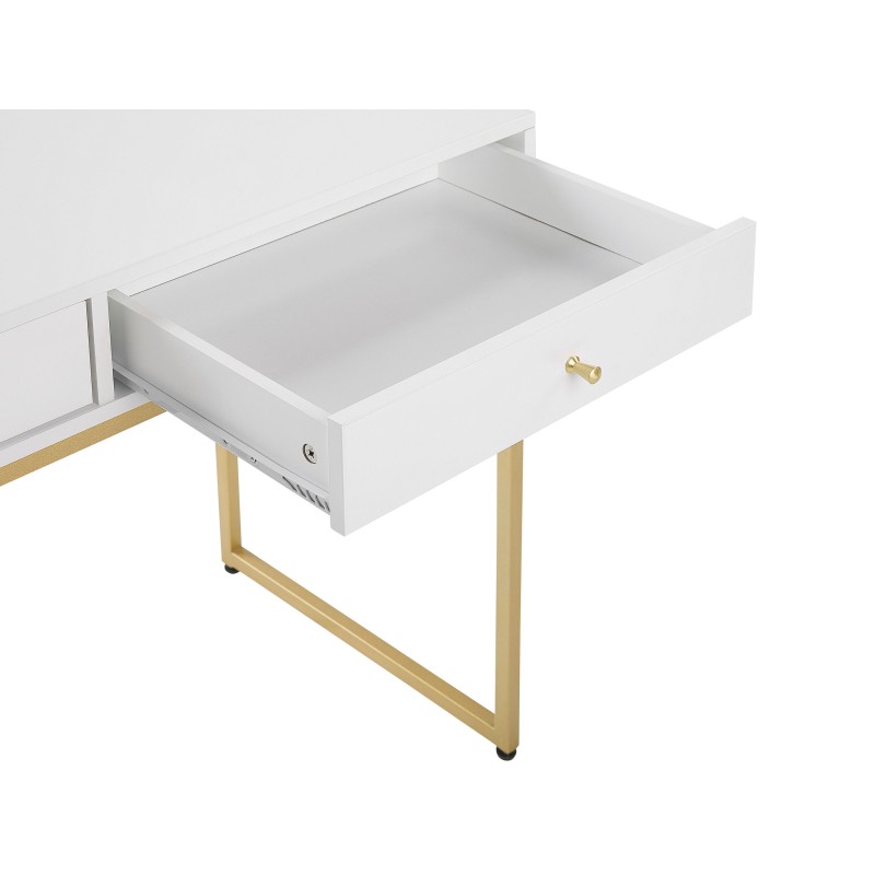 Biurko / Konsola 2 szuflady biało-złota DAPHNE