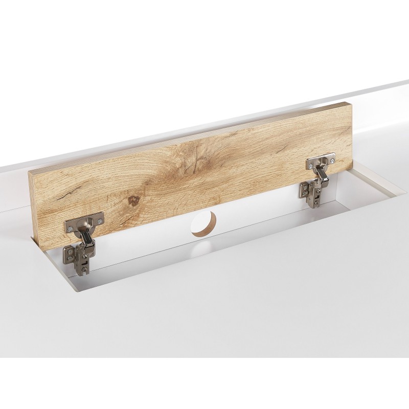 Biurko z szufladą 120 x 60 cm białe z jasnym drewnem FOCUS