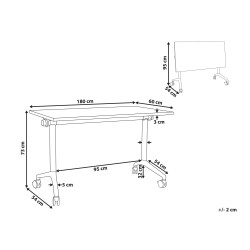 Biurko składane z kółkami 180 x 60 cm jasne drewno z białym CAVI