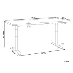 Biurko regulowane elektrycznie 180 x 80 cm czarno-białe DESTINAS