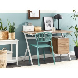 Biurko z szafką i szufladą 120 x 60 cm jasne drewno z białym ASHLAND