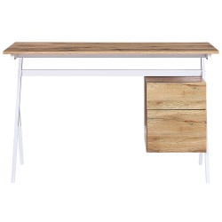 Biurko z szafką i szufladą 120 x 60 cm jasne drewno z białym ASHLAND