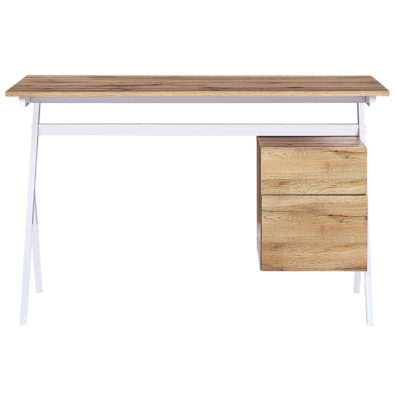 Biurko z szafką i szufladą 120 x 60 cm jasne drewno z białym ASHLAND