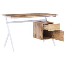 Biurko z szafką i szufladą 120 x 60 cm jasne drewno z białym ASHLAND