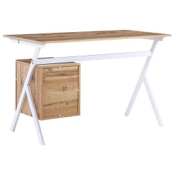 Biurko z szafką i szufladą 120 x 60 cm jasne drewno z białym ASHLAND