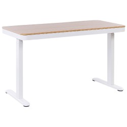 Biurko regulowane elektrycznie 120 x 60 cm z portem USB jasne drewno z białym KENLY
