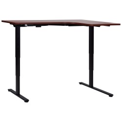 Biurko narożne prawe regulowane elektrycznie 160 x 59 cm ciemne drewno z czarnym DESTINES