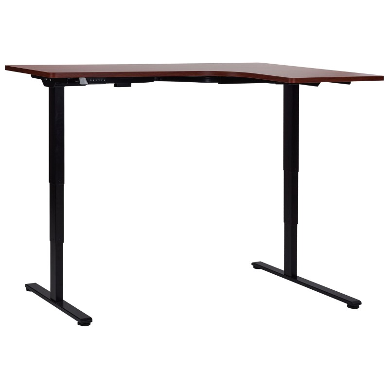 Biurko narożne prawe regulowane elektrycznie 160 x 59 cm ciemne drewno z czarnym DESTINES