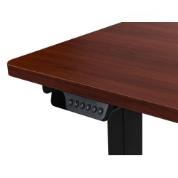 Biurko narożne prawe regulowane elektrycznie 160 x 59 cm ciemne drewno z czarnym DESTINES