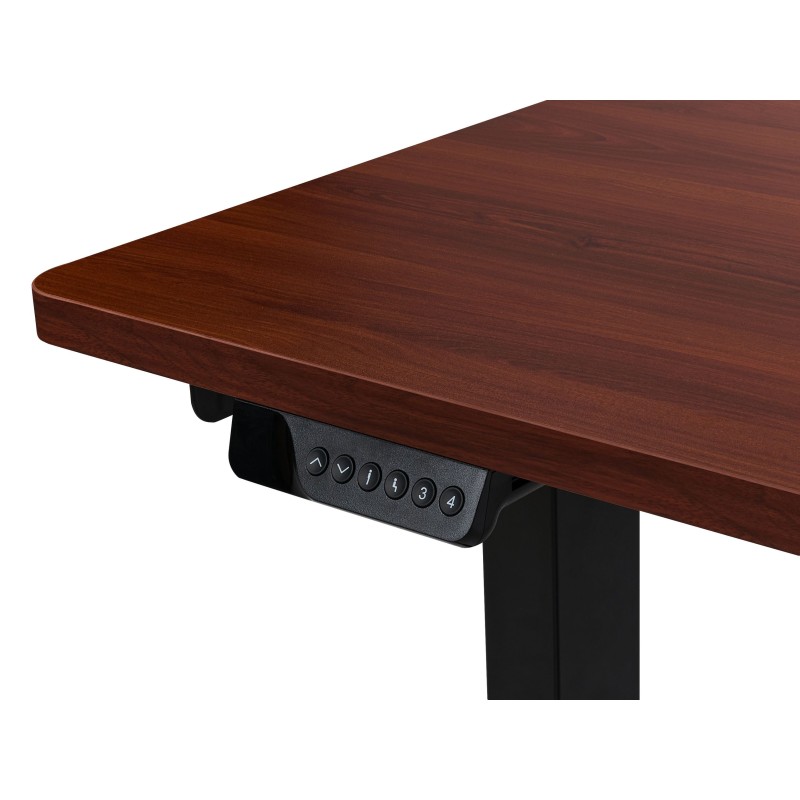 Biurko narożne prawe regulowane elektrycznie 160 x 59 cm ciemne drewno z czarnym DESTINES