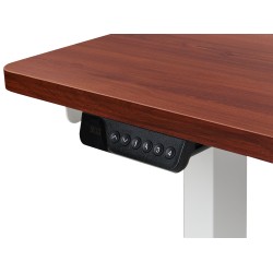 Biurko narożne prawe regulowane elektrycznie 160 x 59 cm ciemne drewno z białym DESTINES