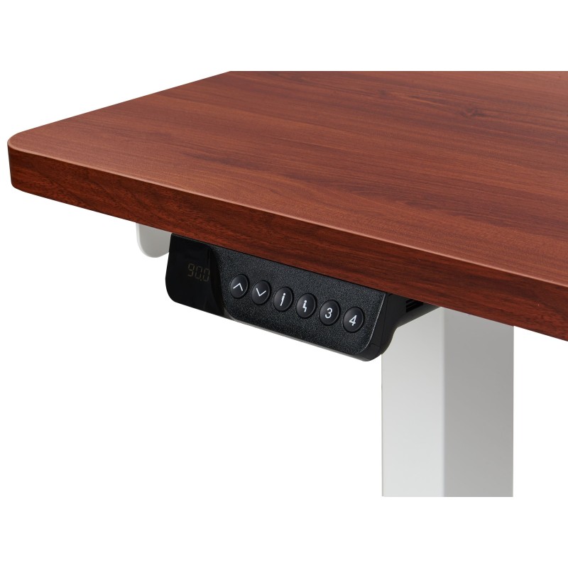 Biurko narożne prawe regulowane elektrycznie 160 x 59 cm ciemne drewno z białym DESTINES