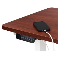 Biurko narożne prawe regulowane elektrycznie 160 x 59 cm ciemne drewno z białym DESTINES