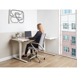 Biurko narożne prawe regulowane elektrycznie 160 x 59 cm białe DESTINES