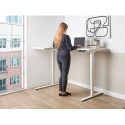 Biurko narożne prawe regulowane elektrycznie 160 x 59 cm białe DESTINES