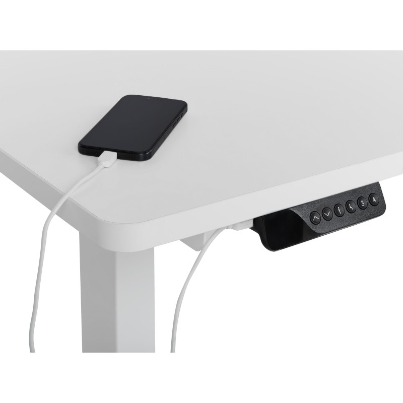 Biurko narożne prawe regulowane elektrycznie 160 x 59 cm białe DESTINES
