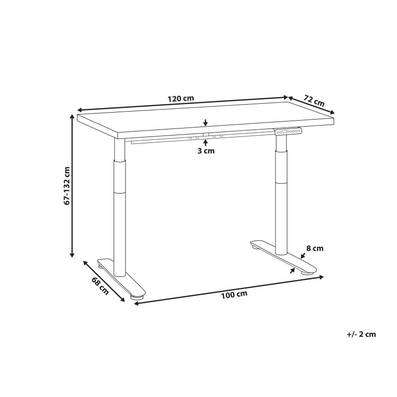 Biurko regulowane elektrycznie 120 x 72 cm czarno-białe DESTINAS
