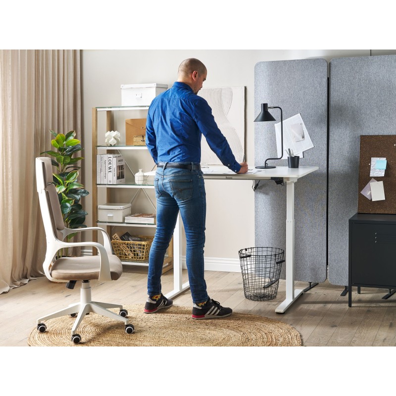 Biurko regulowane elektrycznie 120 x 60 cm białe GRIFTON