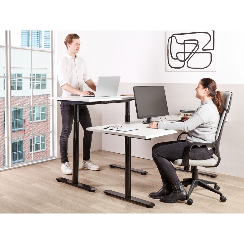 Biurko regulowane manualnie 120 x 72 cm biało-czarne DESTINAS