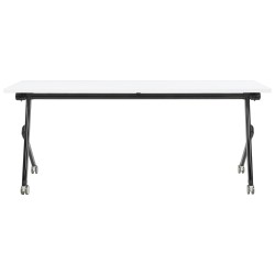Biurko składane z kółkami 180 x 60 cm białe z czarnym BENDI
