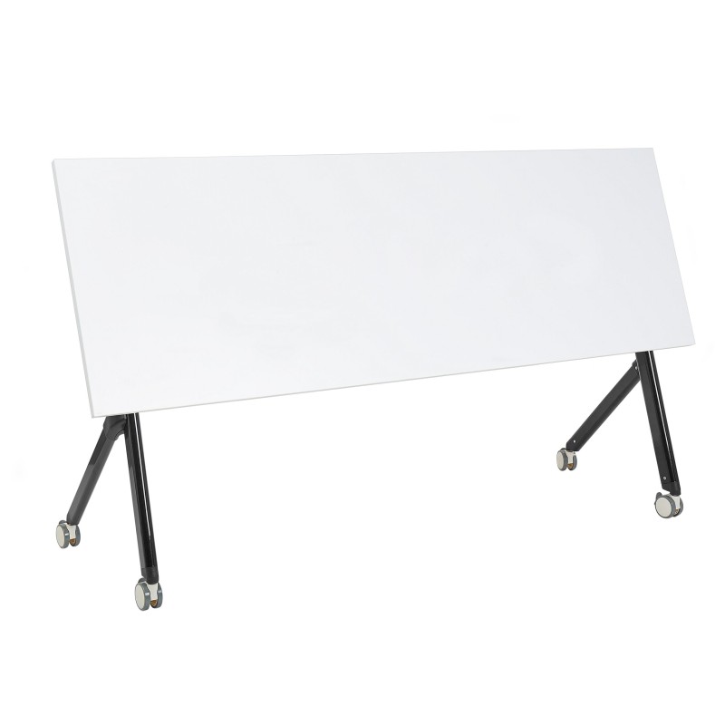 Biurko składane z kółkami 180 x 60 cm białe z czarnym BENDI