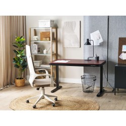 Biurko regulowane elektrycznie 120 x 60 cm z portem USB ciemne drewno z czarnym KENLY