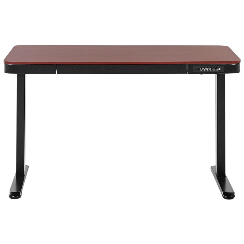 Biurko regulowane elektrycznie 120 x 60 cm z portem USB ciemne drewno z czarnym KENLY
