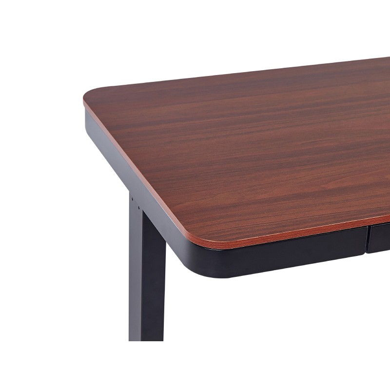Biurko regulowane elektrycznie 120 x 60 cm z portem USB ciemne drewno z czarnym KENLY