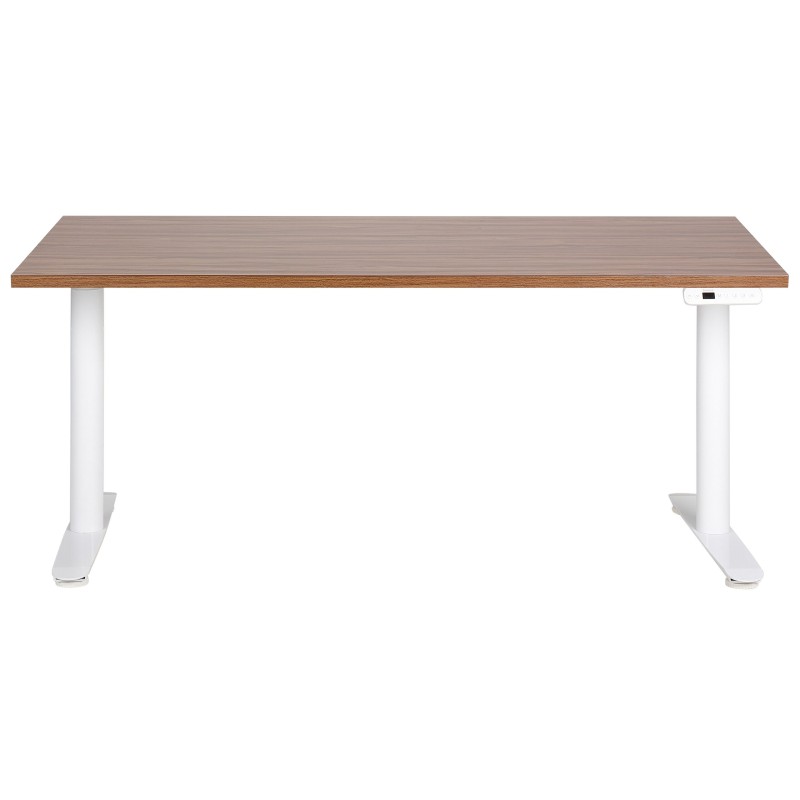 Biurko regulowane elektrycznie 160 x 72 cm ciemne drewno z białym DESTINAS