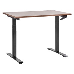 Biurko regulowane manualnie 120 x 72 cm ciemne drewno z czarnym DESTINES