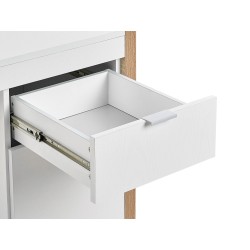 Biurko z szufladą 110 x 50 cm białe z jasnym drewnem JOHNSON