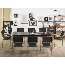 Zestaw ogrodowy dla 8 osób GROSSETO Blat dzielony Granit Polerowany Czarny