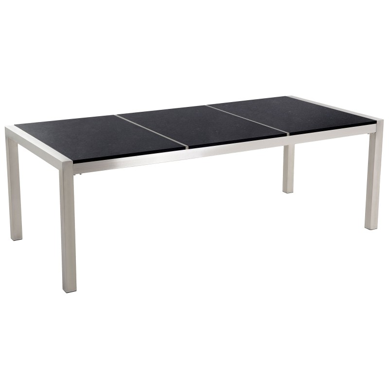 Zestaw ogrodowy dla 8 osób GROSSETO Blat dzielony Granit Polerowany Czarny