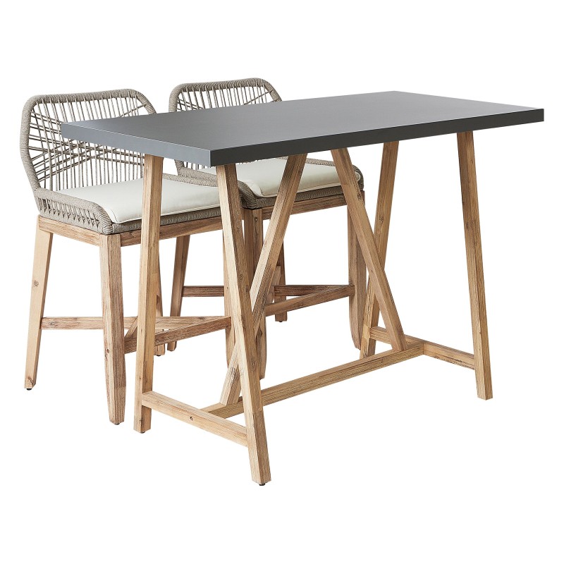 Zestaw mebli balkonowych z poduszkami TALAMONE Drewno akacjowe Szary