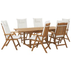 Zestaw ogrodowy dla 6 osób JAVA z poduszkami Drewno akacjowe Złamana biel