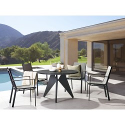 Zestaw ogrodowy dla 4 osób OLMETTO/BUSSETO Metal Czarny