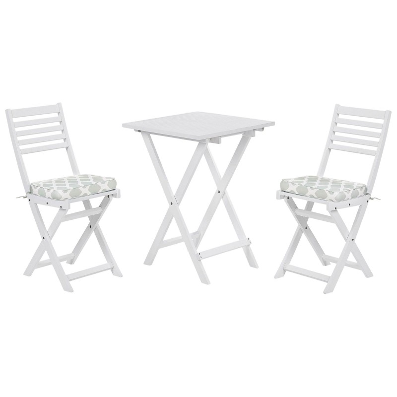 Zestaw mebli balkonowych z poduszkami Składane FIJI Drewno Biały