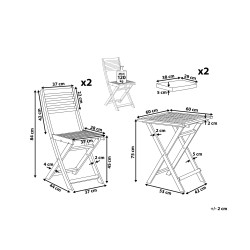 Zestaw mebli balkonowych z poduszkami Składane FIJI Drewno Biały
