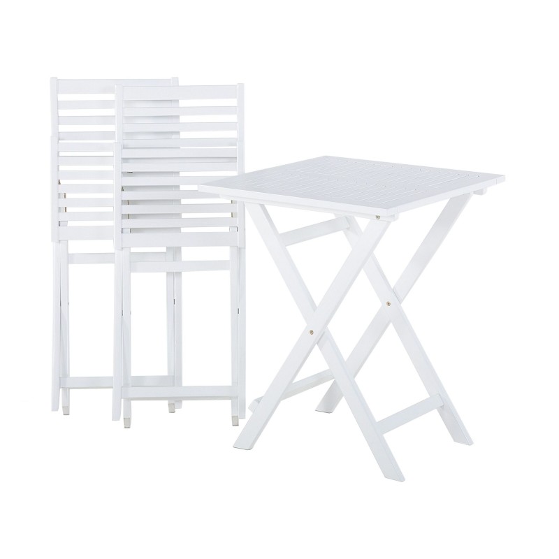 Zestaw mebli balkonowych z poduszkami Składane FIJI Drewno Biały