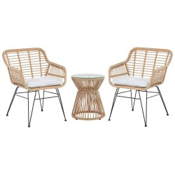 Zestaw mebli balkonowych z poduszkami TRESTINA Technorattan Jasnobrązowy