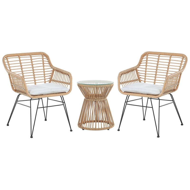 Zestaw mebli balkonowych z poduszkami TRESTINA Technorattan Jasnobrązowy