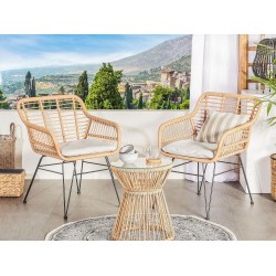 Zestaw mebli balkonowych z poduszkami TRESTINA Technorattan Jasnobrązowy