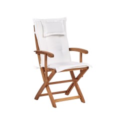 Zestaw ogrodowy dla 8 osób MAUI II z parasolem Drewno akacjowe Złamana biel