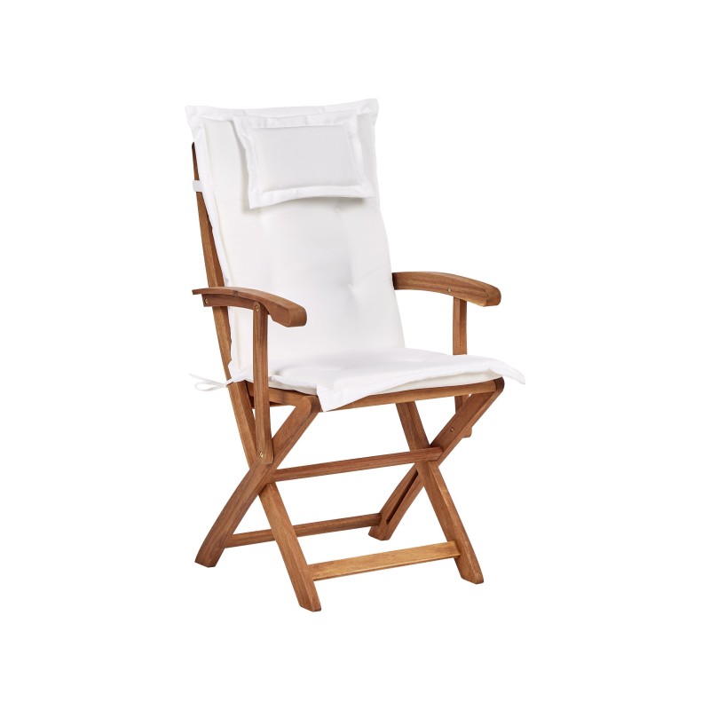 Zestaw ogrodowy dla 8 osób MAUI II z parasolem Drewno akacjowe Złamana biel