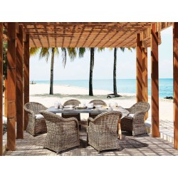 Zestaw ogrodowy dla 6 osób SUSUA/OLBIA z poduszkami Beton Jasnobrązowy