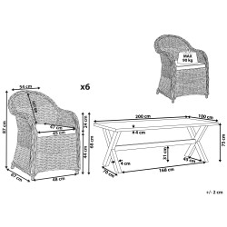 Zestaw ogrodowy dla 6 osób SUSUA/OLBIA z poduszkami Beton Jasnobrązowy
