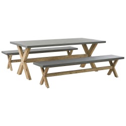 Zestaw ogrodowy z ławkami dla 6 osób OLBIA Beton Szary