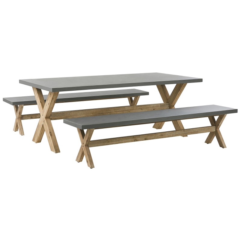 Zestaw ogrodowy z ławkami dla 6 osób OLBIA Beton Szary