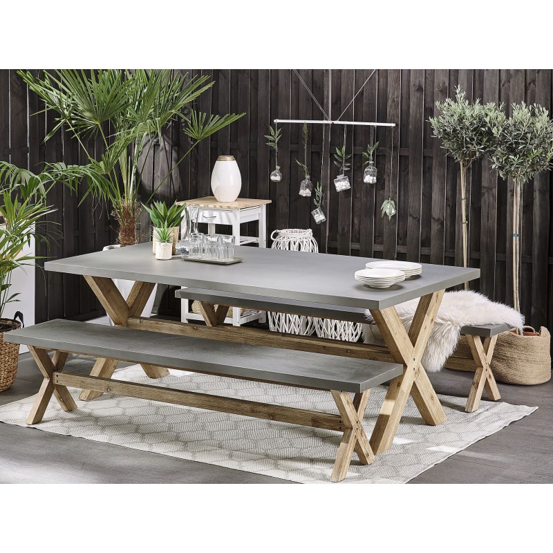 Zestaw ogrodowy z ławkami dla 6 osób OLBIA Beton Szary